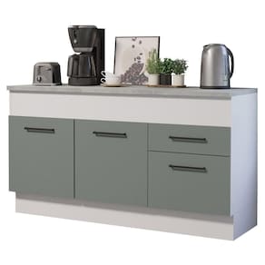 Balcão De Pia 150 Cm 2 Portas E 2 Gavetas Branco/Cinza