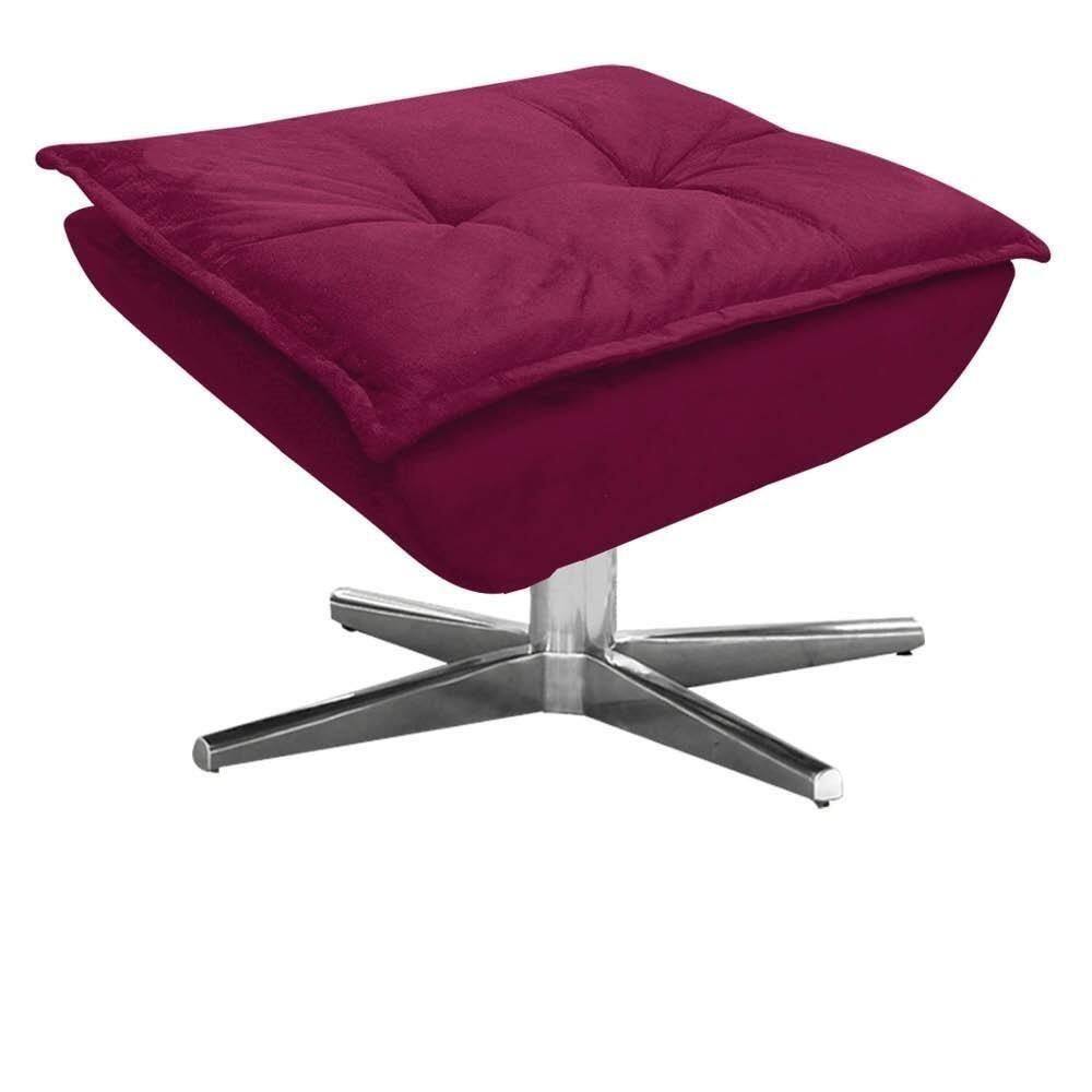 Puff Base Giratória Cromada Suede Vinho