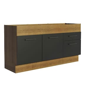 Balcão De Pia 150 Cm 2 Portas E 2 Gavetas Rustic/Preto