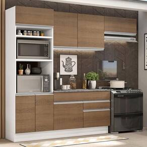 Armário De Cozinha 270cm Branco/Rustic14 Branco/Rustic