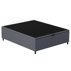 Base Para Cama Box Baú Casal 138X188Cm Hit Suede Cinza