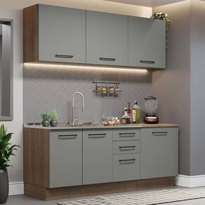 Cozinha Completa 180001 Com Armário E Balcão Rustic/Cinza