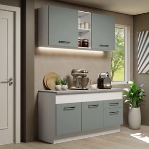 Cozinha Compacta 150001 Com Armário E Balcão Branco/Cinza