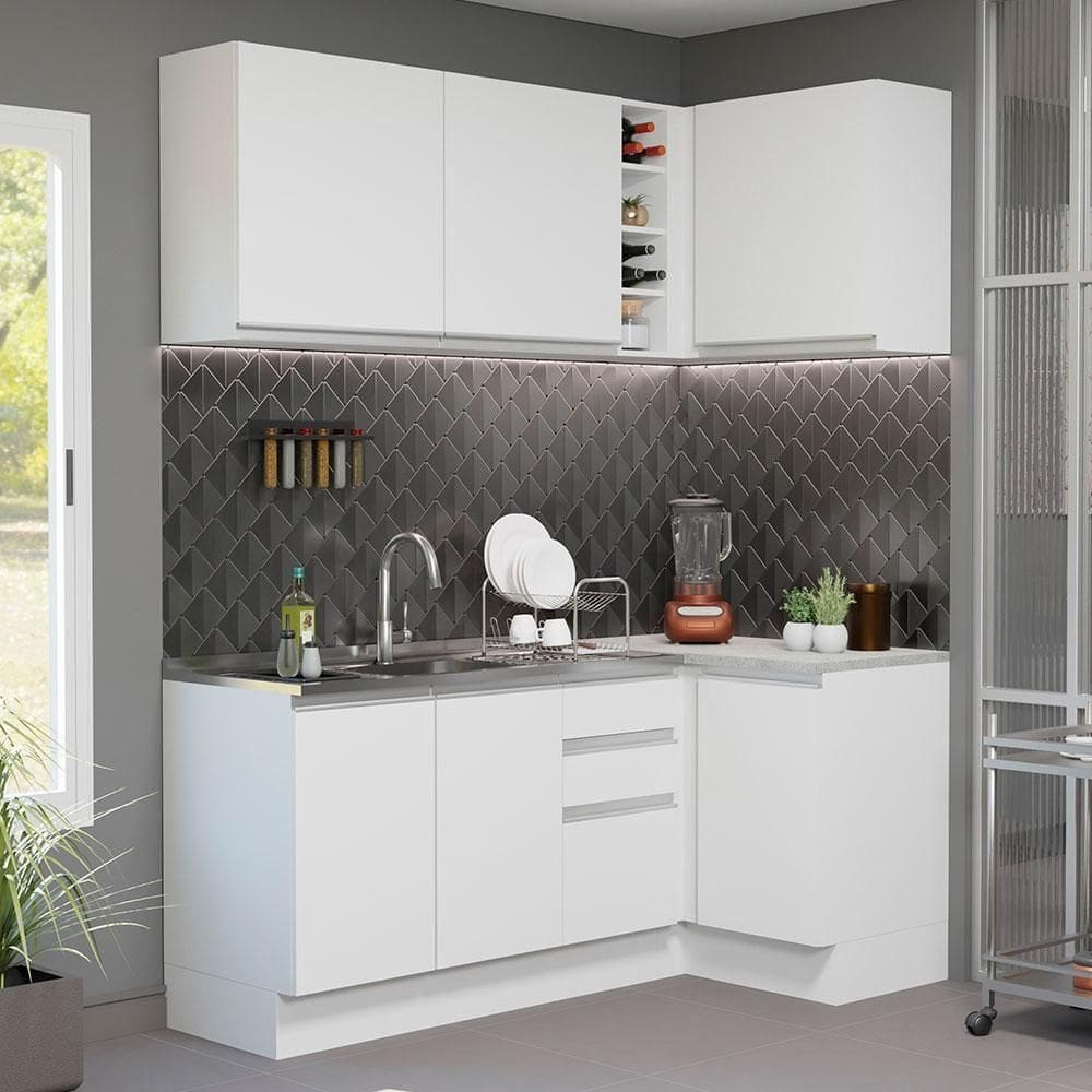 Cozinha Completa 269001 Com Armário E Balcão Branco Branco