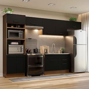 Cozinha Completa 350001 Com Armário E Balcão Rustic/Preto