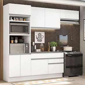 Armário De Cozinha Completa 270cm Branco Glamy 14 Branco