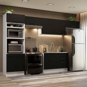 Cozinha Completa 350001 Com Armário E Balcão Branco/Preto
