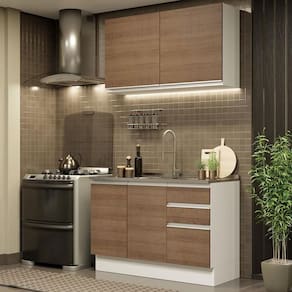 Cozinha Compacta 120003 Com Armário E Balcão Branco/Rustic