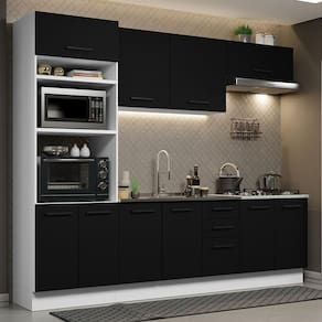 Cozinha Completa 270001 Com Armário E Balcão Branco/Preto