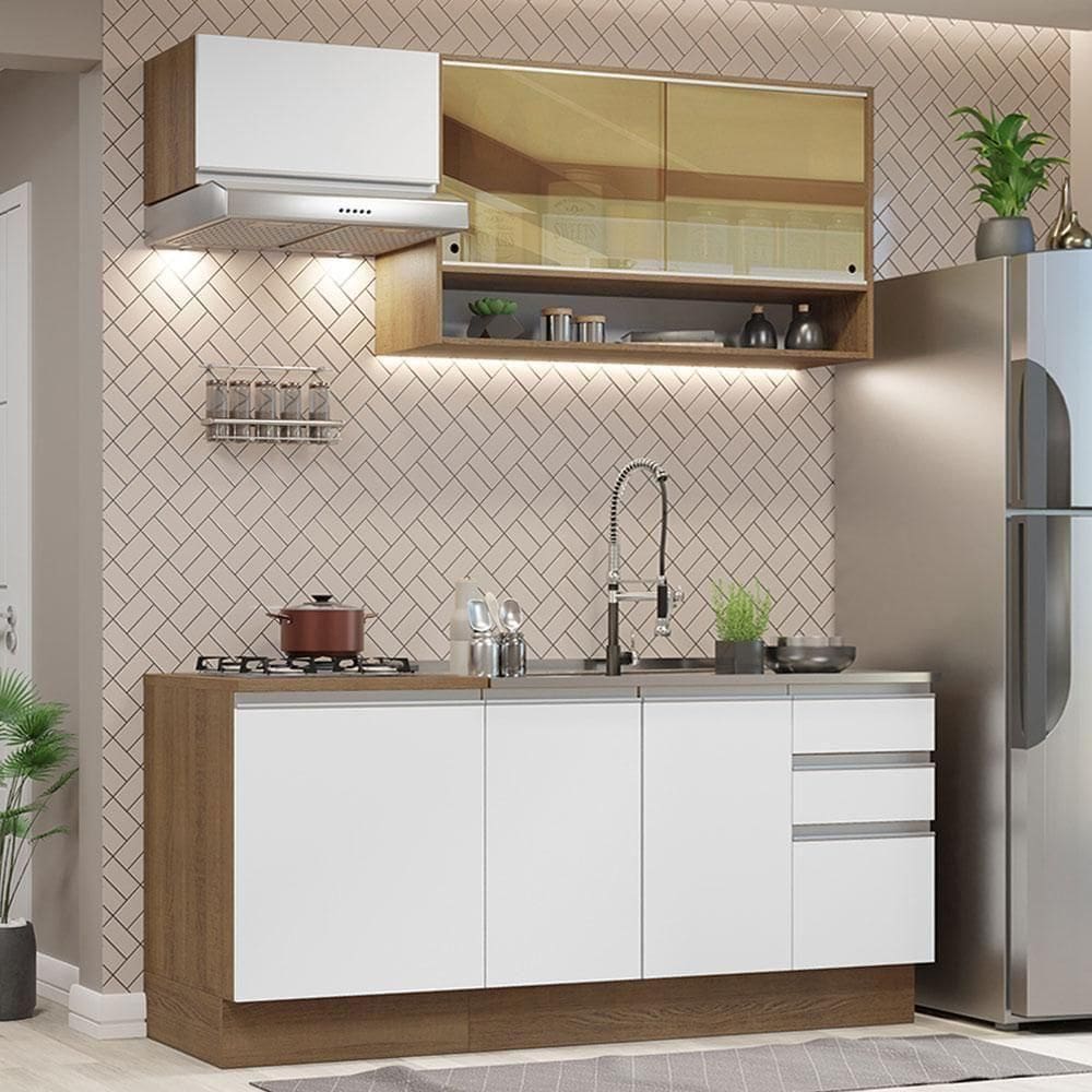Cozinha Completa 180008 Com Armário E Balcão Rustic/branco