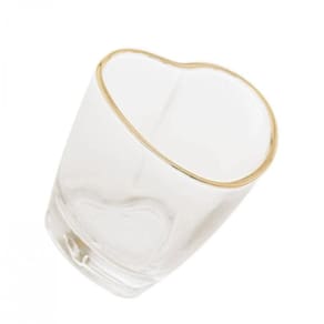 Copo Shot Mini Vidro Coração Borda Dourada 50 Ml - Lyor