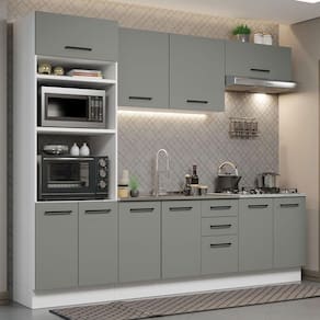 Cozinha Completa 270001 Com Armário E Balcão Branco/Cinza