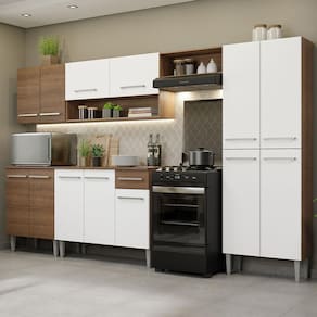 Cozinha Completa Com Armário E Balcão Rustic/branco