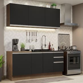 Cozinha Completa 180005 Com Armário E Balcão Rustic/Preto