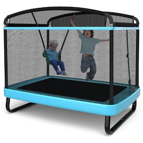 Giantex GT10004BL TW Cama Elastica Infantil com Diâmetro , Rede de Proteção e Balanço para até 100 kg, Azul