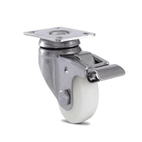 Rodizio Giratório Inox 2 Pol Roda Nylon Placa Freio
