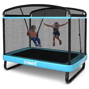 Cama Elastica Infantil com Diâmetro, Rede de Proteção e Balanço para até 100 kg, GYMAX, Azul