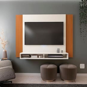Painel Tokyo Para Tv Até 43" Com 02 Nichos Offwhite/ripado