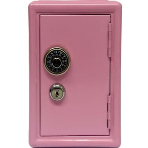 Mini Cofre Mecânico Dinheiro Joias Rosa Segredo Chaves