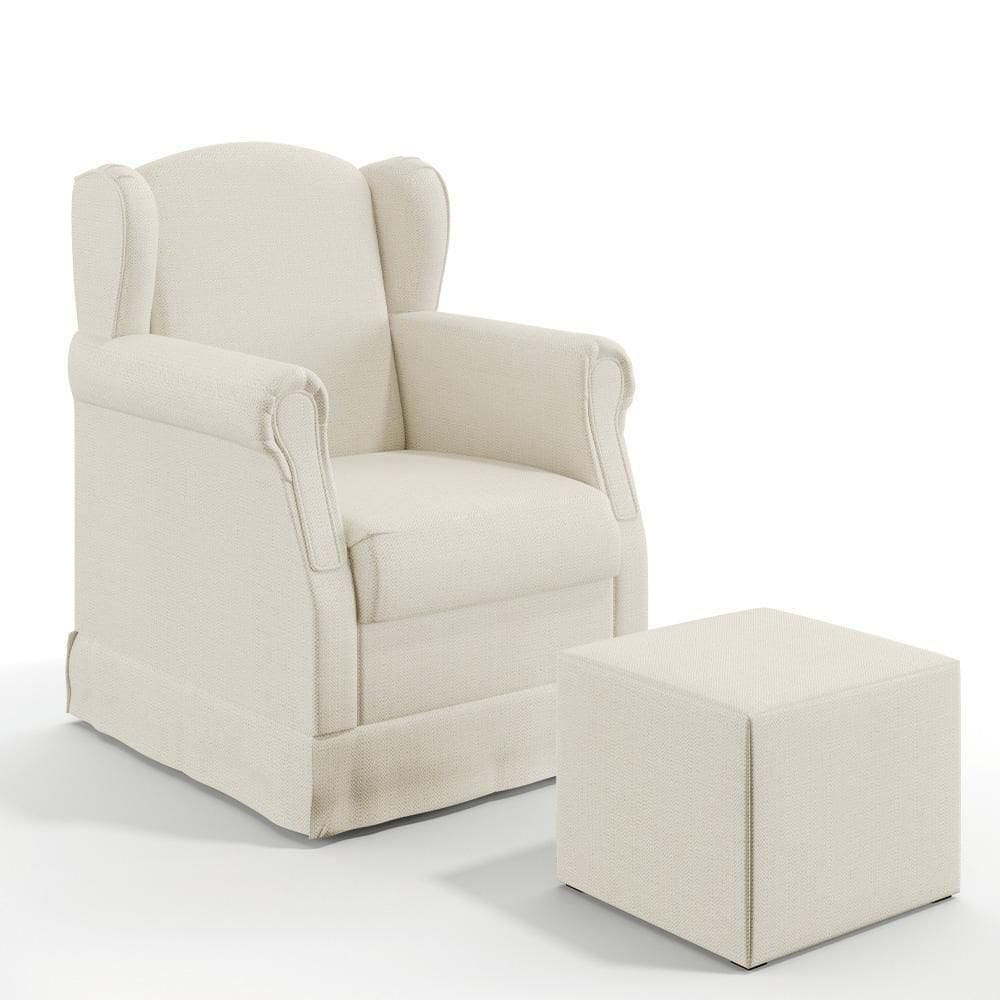 Poltrona E Puff Elisa P02 Linho Champagne