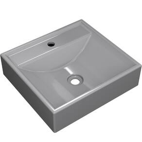 Cuba De Apoio Quadrada Para Banheiro Lavabo C01 Q39W Cinza