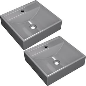 Kit 02 Cubas De Apoio Banheiro Lavabo C01 Q39W Cinza