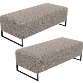 Kit 02 Puffs Decorativo Bali W01 120X50cm Bouclê Bege
