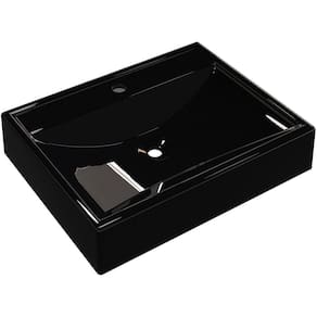 Cuba De Apoio Retangular C01 Banheiro Rt49 Preto Brilho