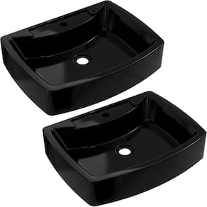 Kit 02 Cubas De Apoio Banheiro Lavabo C01 Rt50 Preto