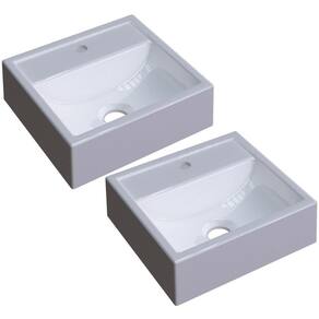Kit 02 Cubas De Apoio C01 Banheiro Lavabo Q32W Branco