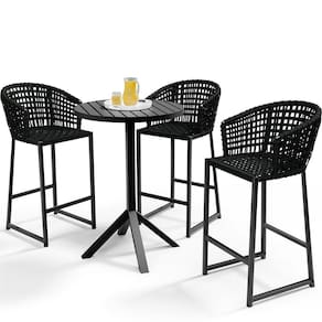 Kit Mesa Bistrô Com 03 Banquetas Área Gourmet D04 Preto