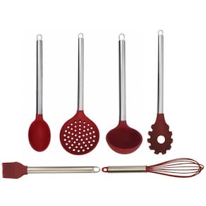 Jogo De Utensílios Silicone 6 Peças Inox Premium