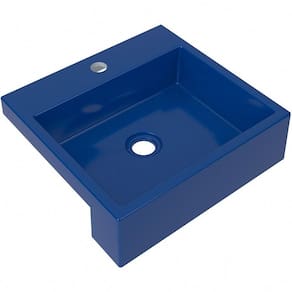 Cuba Semi Encaixe Quadrada C01 Banheiro Xq395 Azul Escuro