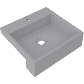 Cuba De Semi Encaixe Quadrada C01 Para Banheiro Xq395 Cinza
