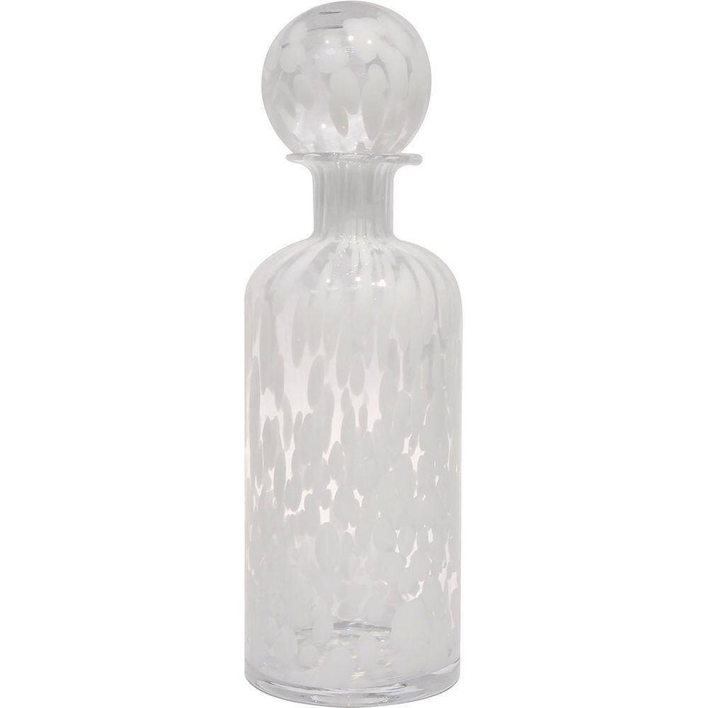 Messina Garrafa Decorativa 35X12X12Cm Vidro Branco Com Tampa