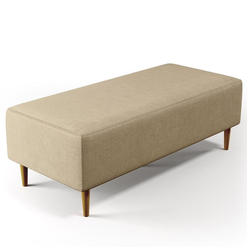 Puff Sala De Estar Pés Palito 120x50 Cm Linho Bege Escuro