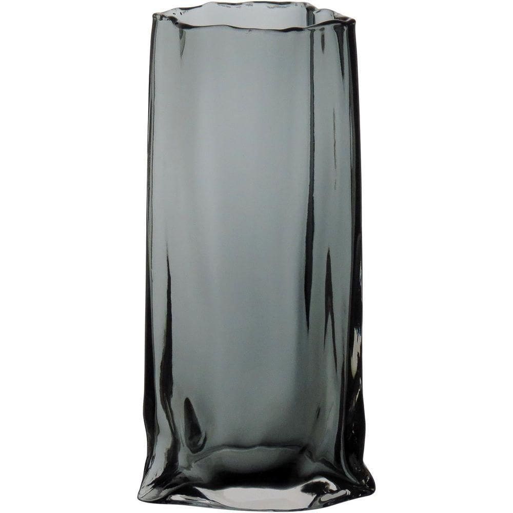 Vaso 30X15X10Cm Vidro Cinza
