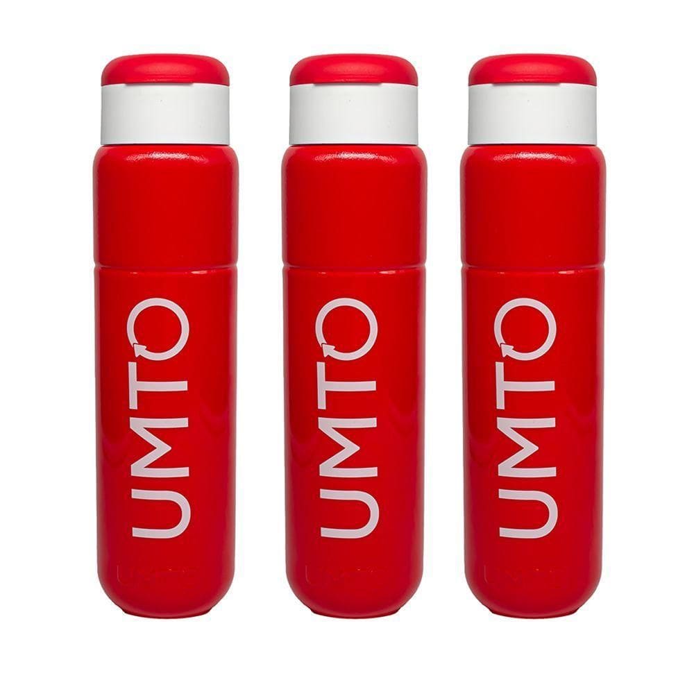 Kit 3 Garrafinhas Para Academia Umto Super-Resistente 500 Ml Vermelha - Vermelho