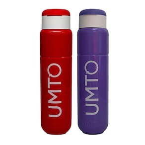 Kit 2 Garrafinhas Para Treino Para Academia Umto Super-Resistente 500 Ml Vermelho E Lilás - Vermelho