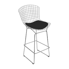 Banqueta Bertoia Cromada D70 Assento Sintético Preto Cor Preto