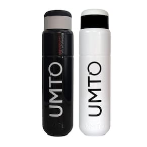 Kit 2 Garrafinhas Para Treino Para Academia Umto Super-Resistente 500 Ml Branca E Preta - Branco