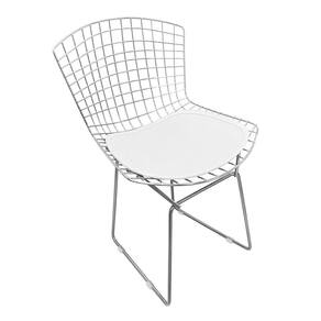 Cadeira Bertoia Cromada Com Assento Sintético Branco Cor Branco