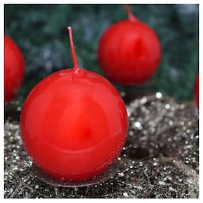 Kit 4 Velas Bola De Natal Clássica Vermelha Natalina 7cm