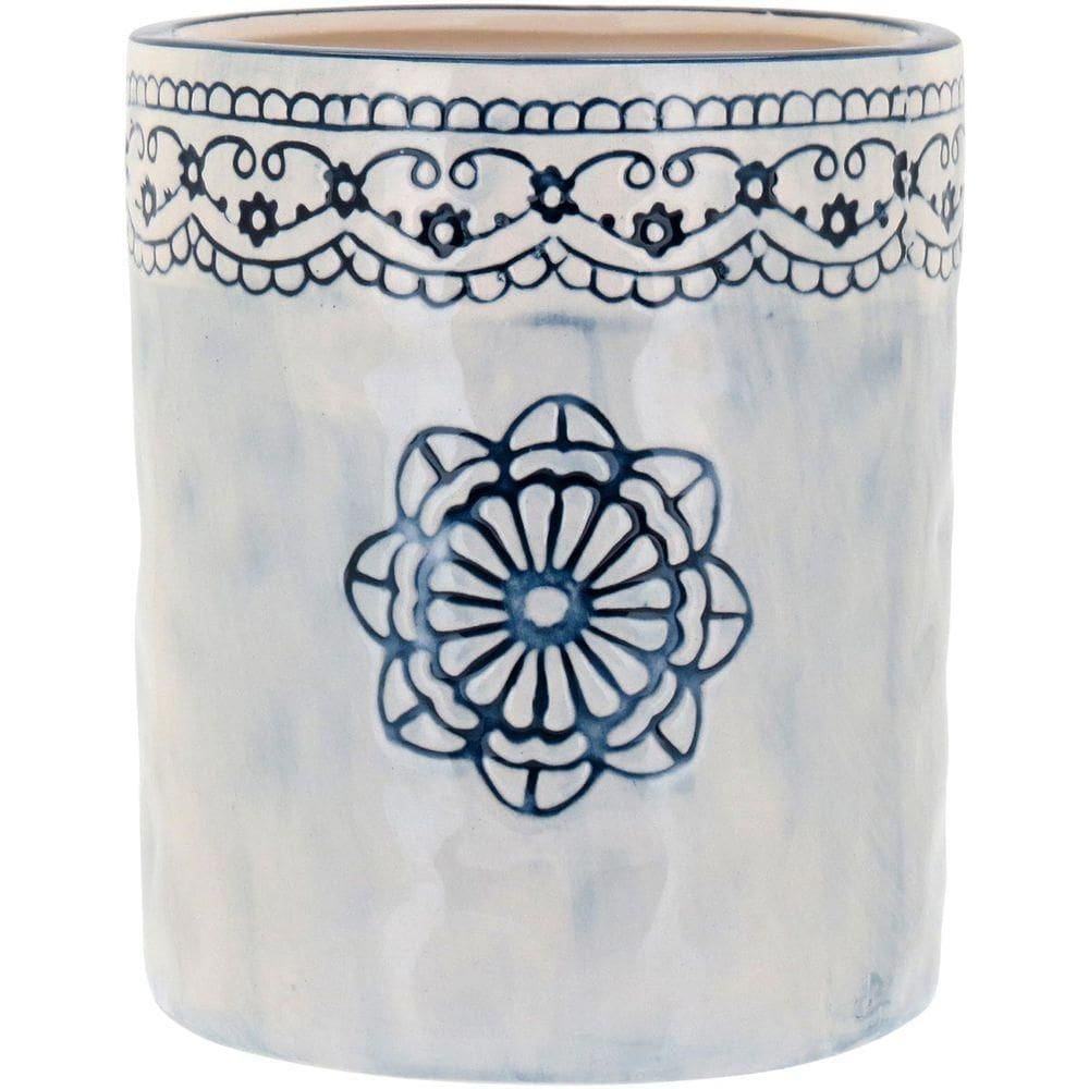 Cachepô 16X13X13Cm Cerâmica Azul