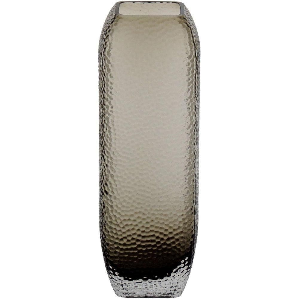 Vaso 25X8X8Cm Vidro Cinza