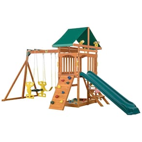 Playground Infantil com Planador para 2 Pessoas, 2 Balanços de Cinto, Escorregador, Binóculos, Volante do Capitão e Telescópio, Creative