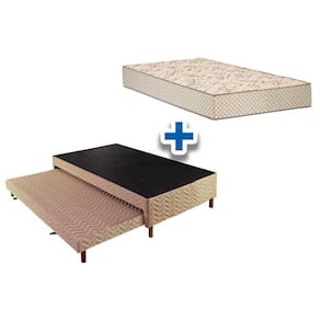 Cama Box C/Auxiliar Solteiro: Colchão Espuma Polar D33 Pérola Clean + Base Crc Rústico Clean(88X188)