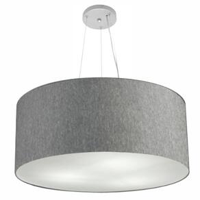 Lustre Pendente Cilíndrico Md-4150 Cúpula em Tecido 70x21cm Rustico Cinza - Bivolt