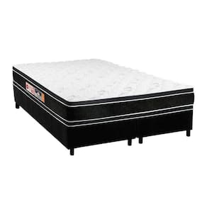 Cama Box Queen: Colchão Espuma Castor D33 Black E White Double Face + Base Crc Suede Black(158X198)