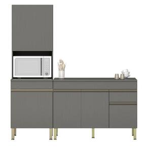 Paneleiro E Balcão Gabinete Com Tampo 150cm Lina K02 Gris - Mpozenato